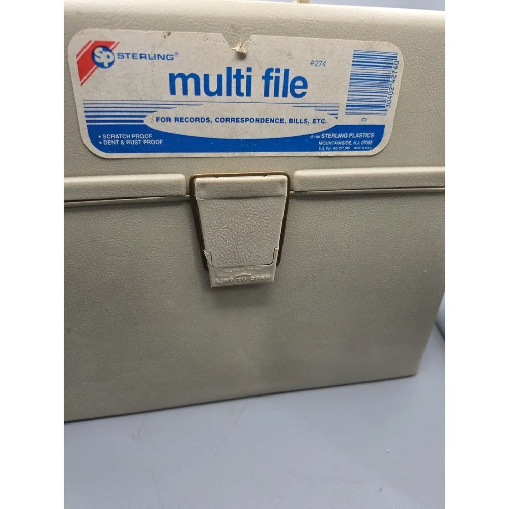 Vintage Sterling Plastics Multi File #274 Portable File Box Case Beige USA